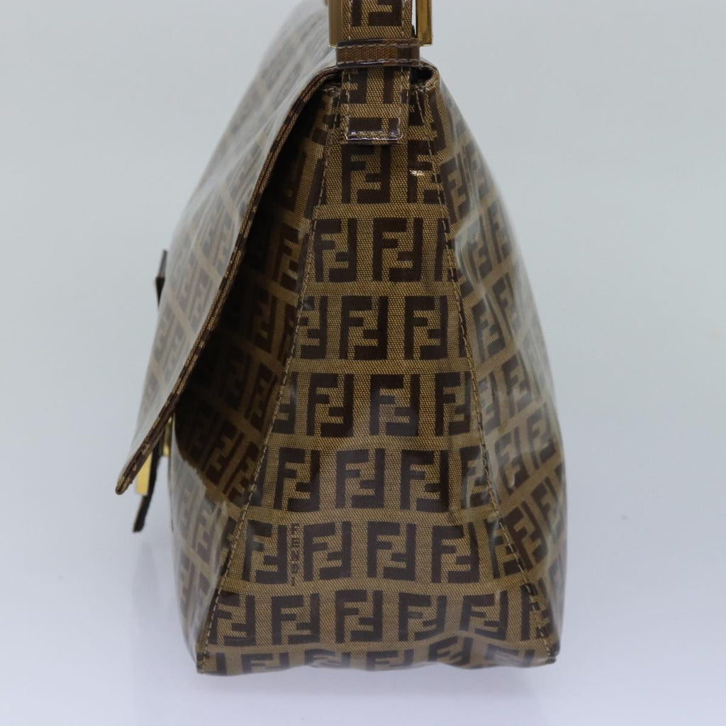 FENDI Zucchino Canvas Mamma Baguette Shoulder Bag Beige Gold ep5119