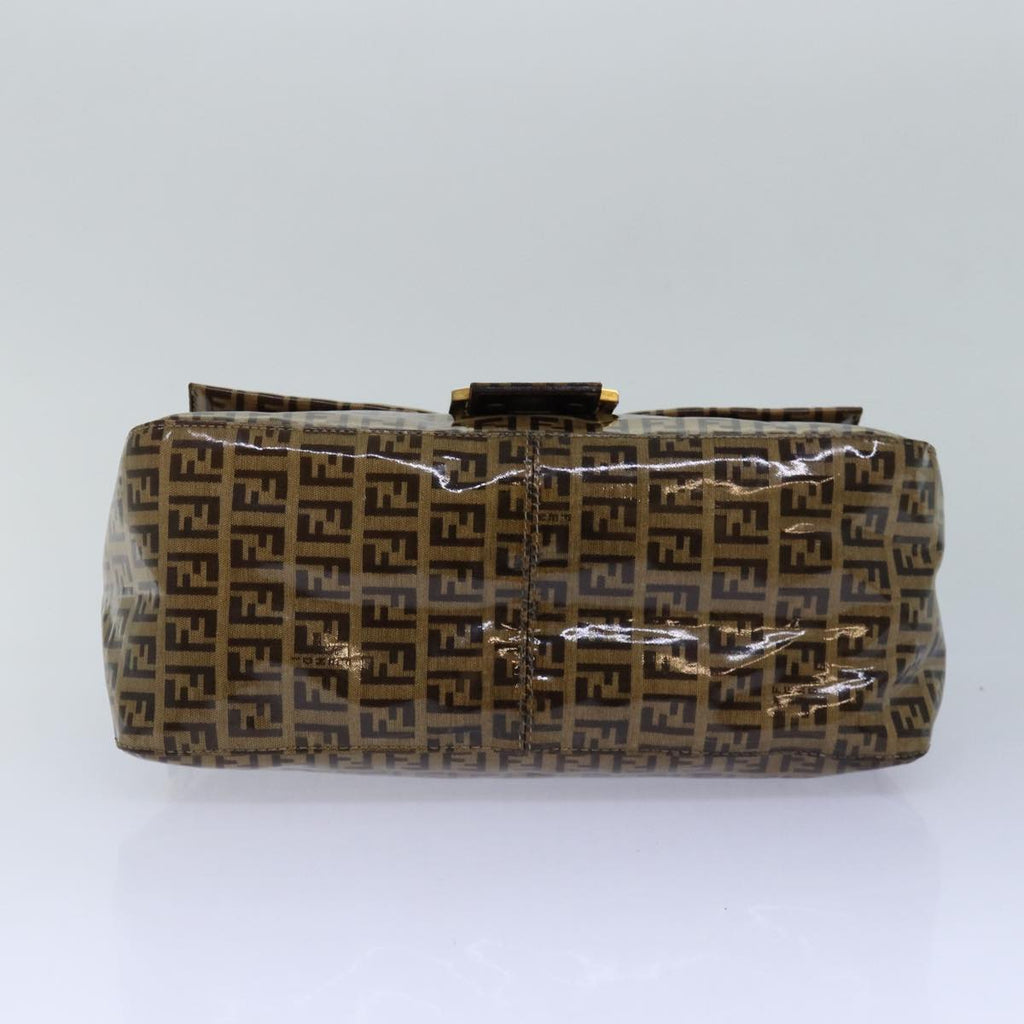 FENDI Zucchino Canvas Mamma Baguette Shoulder Bag Beige Gold ep5119