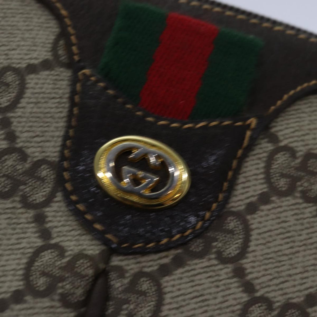 GUCCI GG Canvas Web Sherry Line Shoulder Bag PVC Beige Green Red ep5130