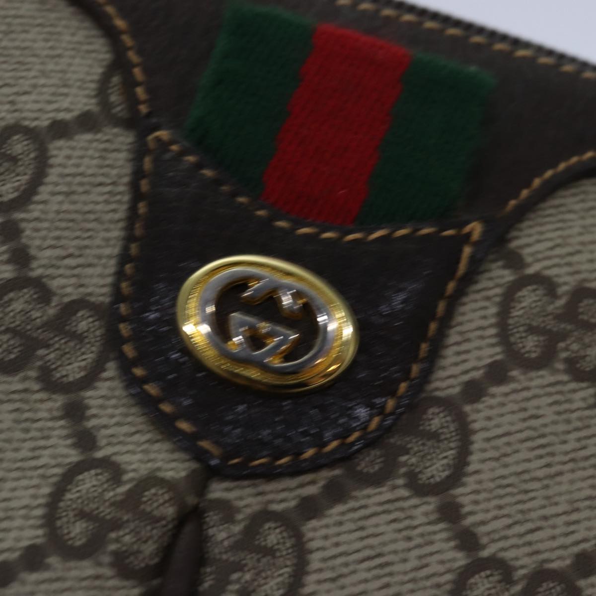 GUCCI GG Canvas Web Sherry Line Shoulder Bag PVC Beige Green Red ep5130