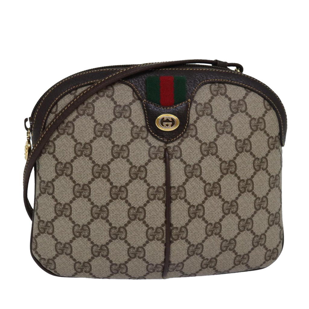 GUCCI GG Canvas Web Sherry Line Shoulder Bag PVC Beige Green Red ep5130