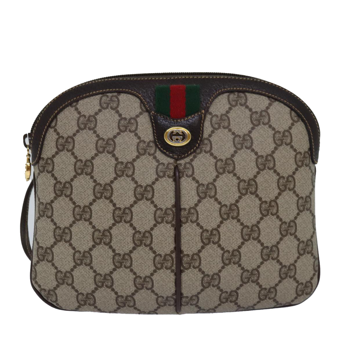 GUCCI GG Canvas Web Sherry Line Shoulder Bag PVC Beige Green Red ep5130