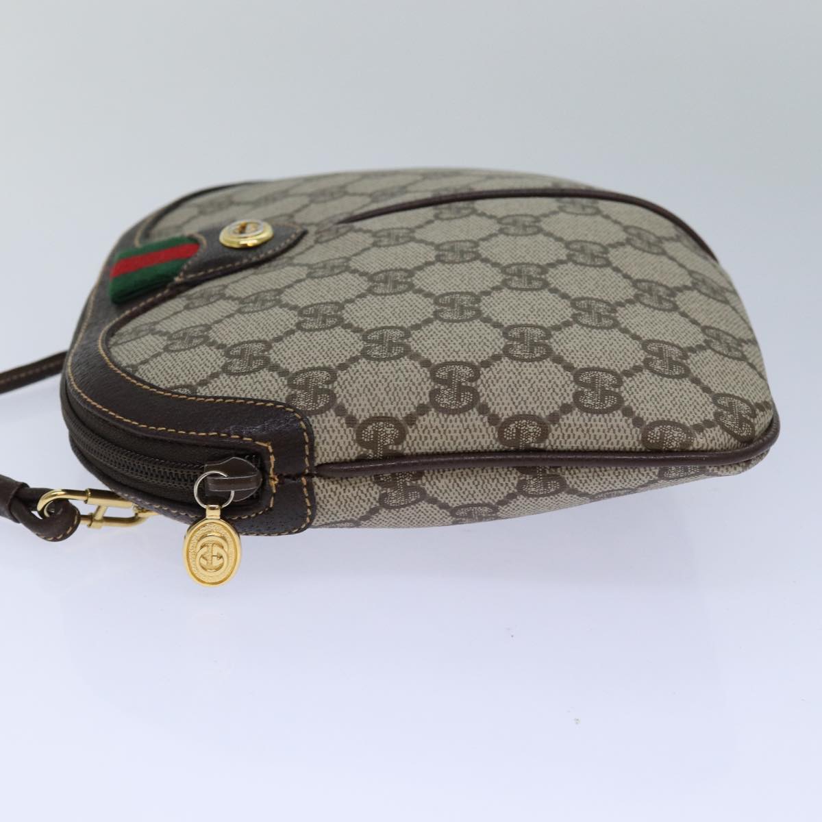 GUCCI GG Canvas Web Sherry Line Shoulder Bag PVC Beige Green Red ep5130
