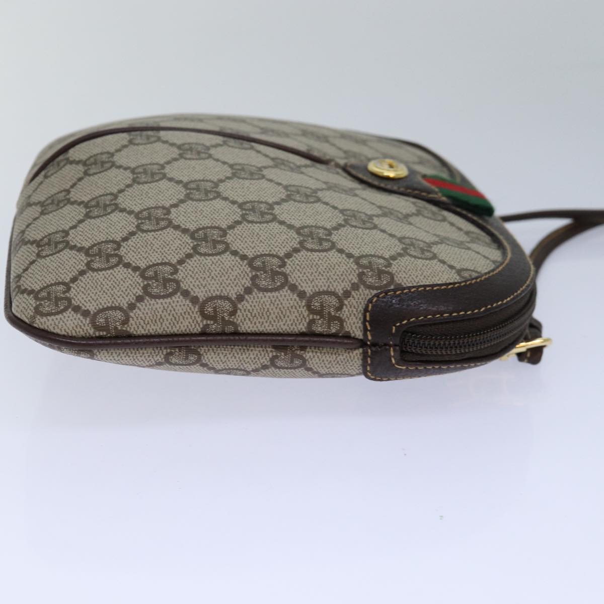 GUCCI GG Canvas Web Sherry Line Shoulder Bag PVC Beige Green Red ep5130