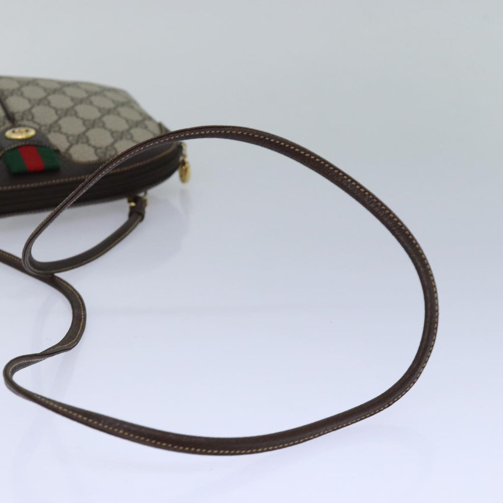 GUCCI GG Canvas Web Sherry Line Shoulder Bag PVC Beige Green Red ep5130