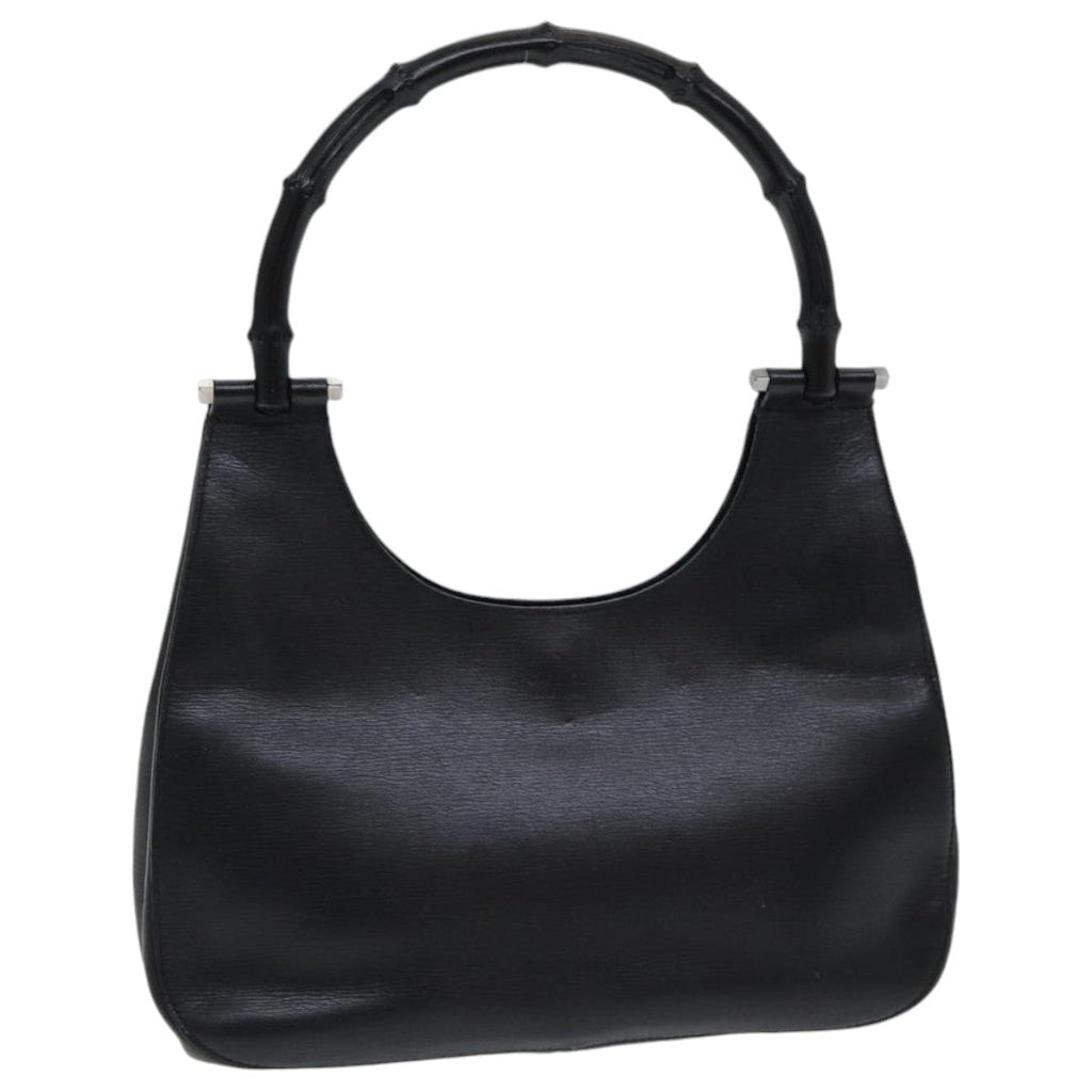 GUCCI Bamboo Hand Bag Leather Black ep5135