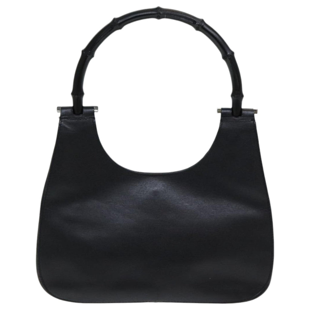 GUCCI Bamboo Hand Bag Leather Black ep5135