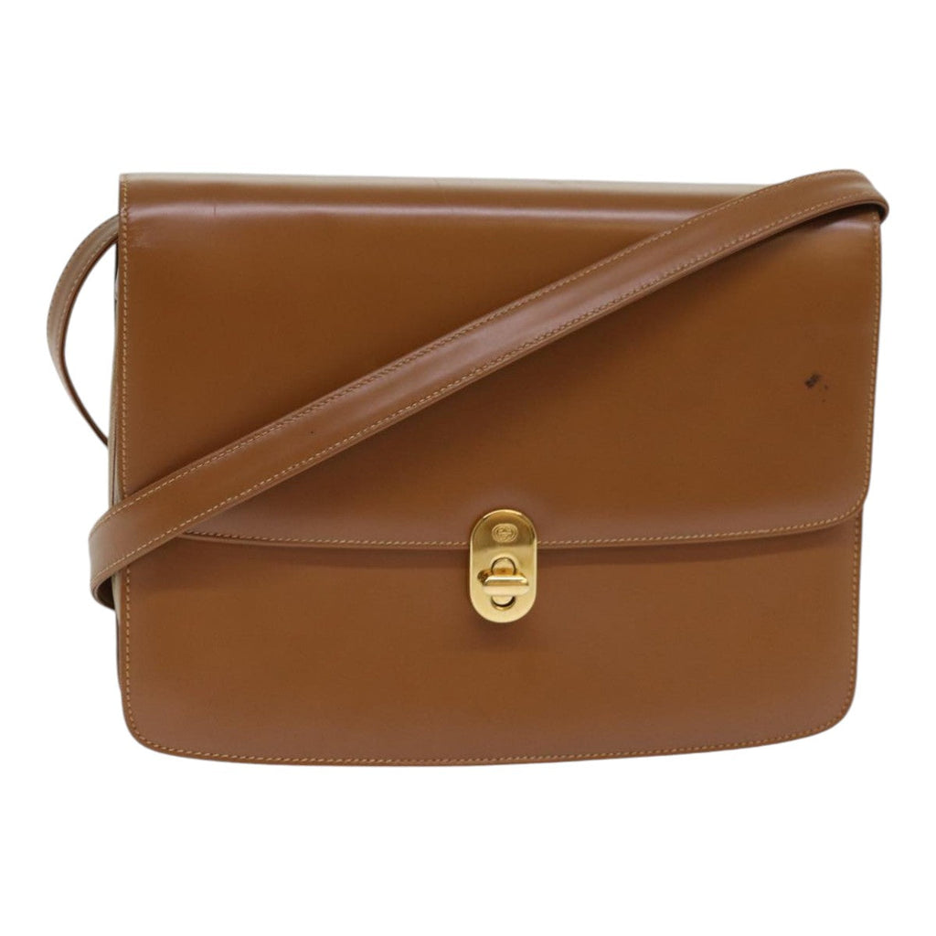 GUCCI Shoulder Bag Leather Brown Gold 004 109 0316 ep5153