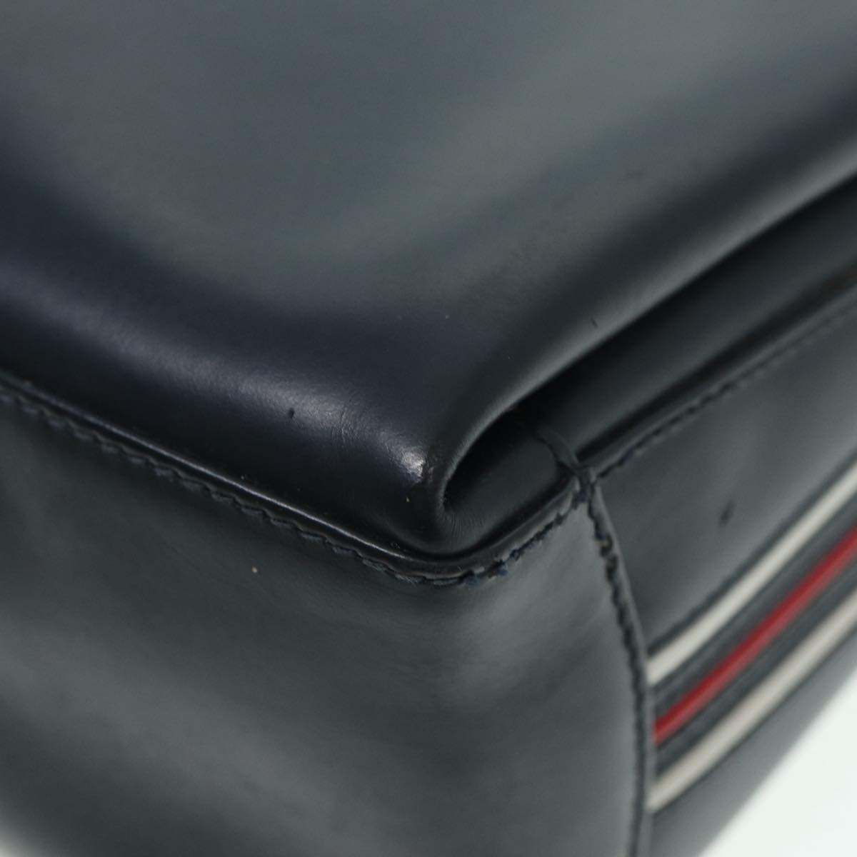 GUCCI Shoulder Bag Leather Navy Gold ep5155