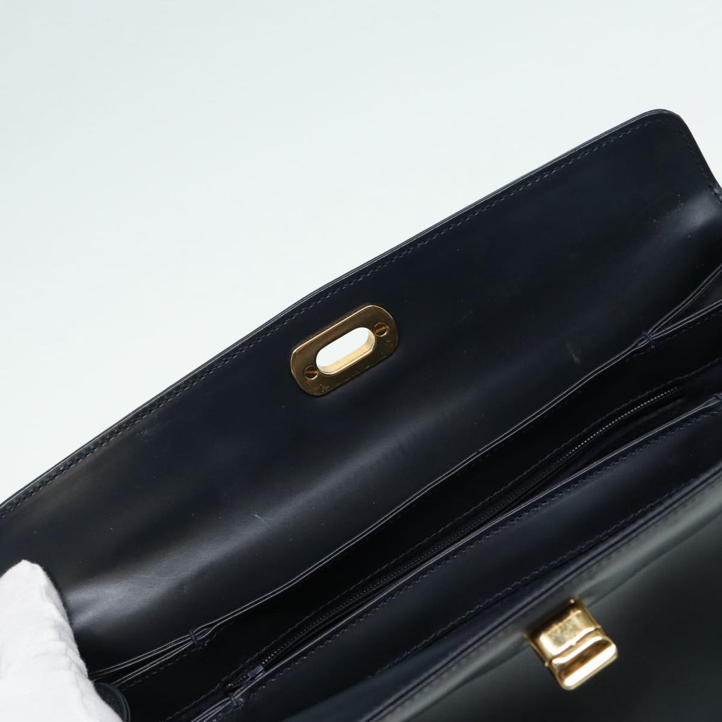 GUCCI Shoulder Bag Leather Navy Gold ep5155