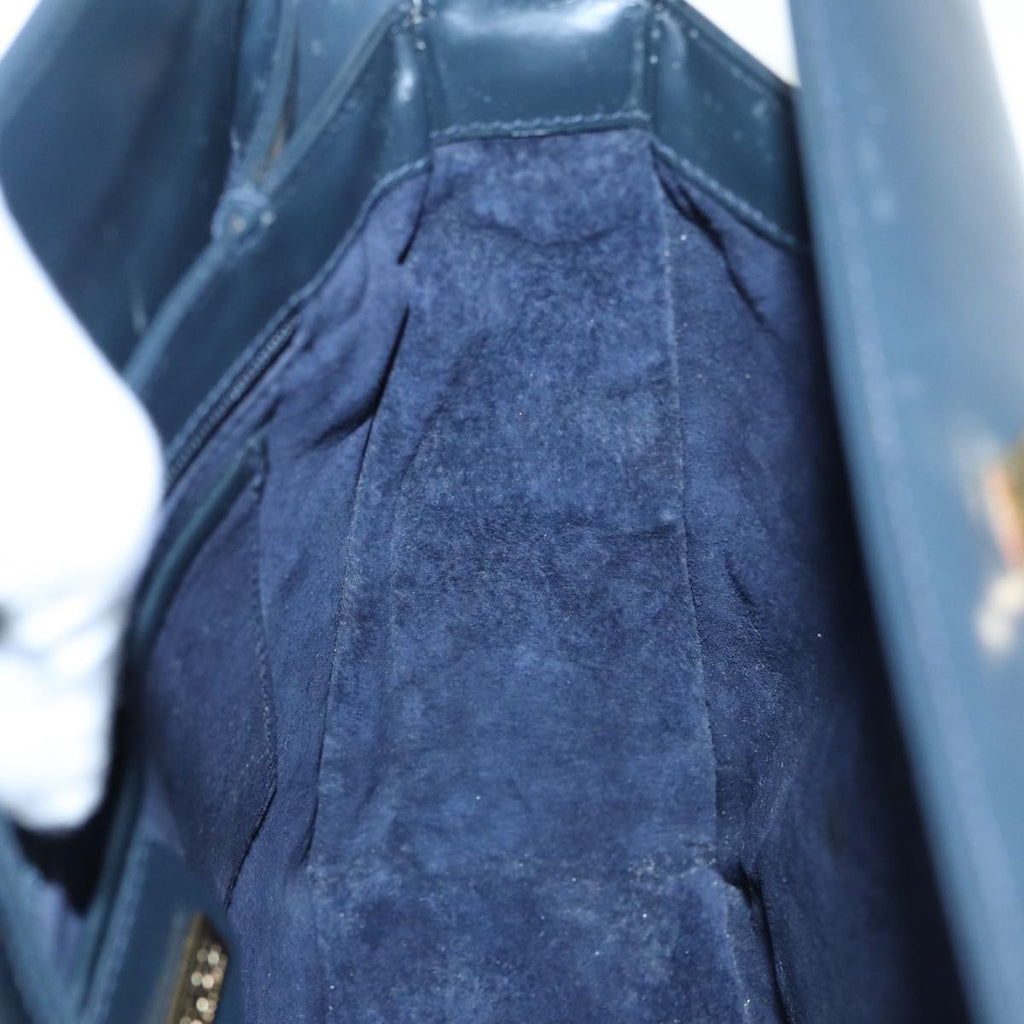GUCCI Shoulder Bag Leather Navy Gold ep5155