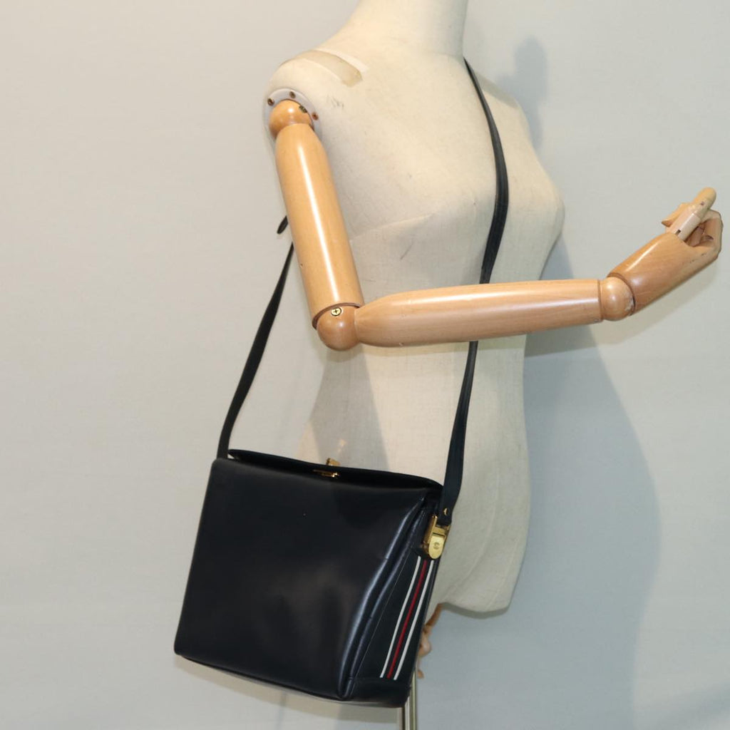 GUCCI Shoulder Bag Leather Navy Gold ep5155