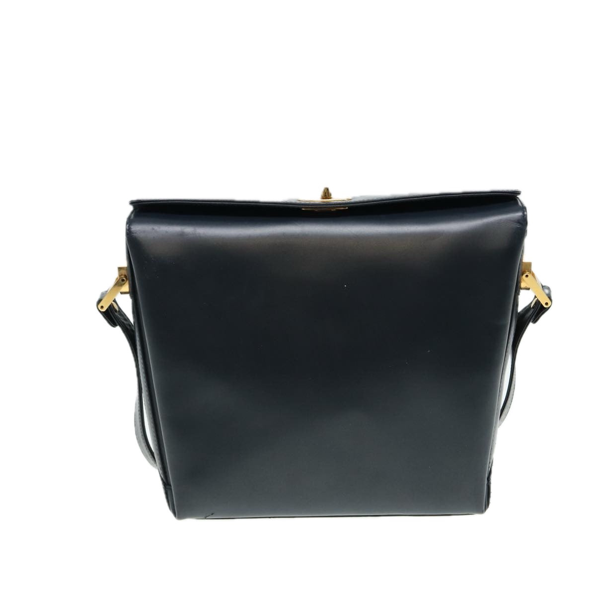 GUCCI Shoulder Bag Leather Navy Gold ep5155