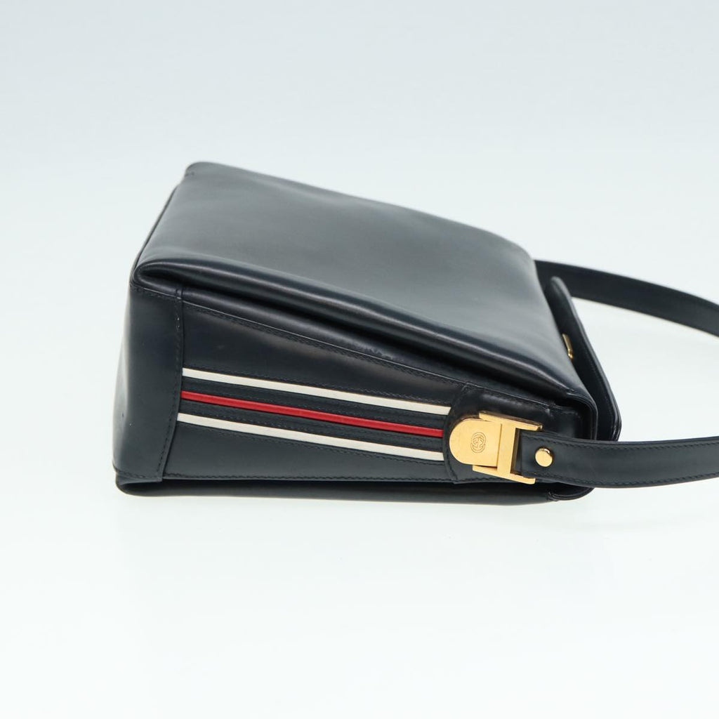 GUCCI Shoulder Bag Leather Navy Gold ep5155