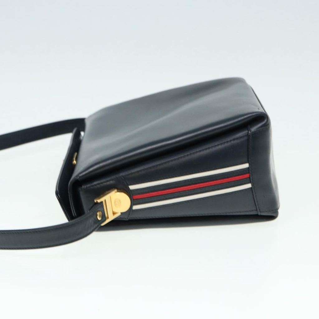 GUCCI Shoulder Bag Leather Navy Gold ep5155
