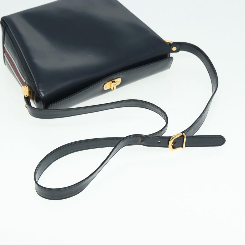 GUCCI Shoulder Bag Leather Navy Gold ep5155