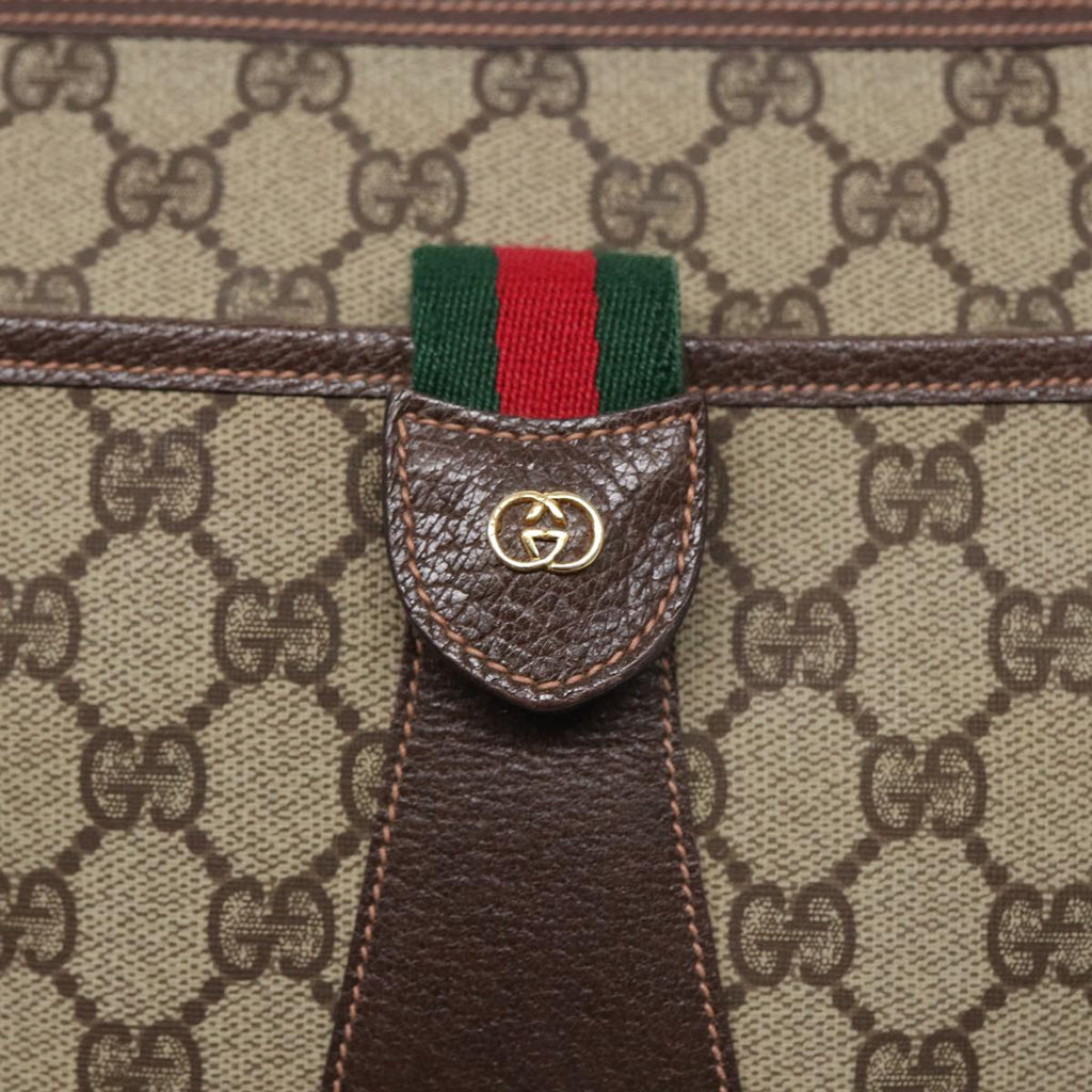GUCCI GG Canvas Web Sherry Line Shoulder Bag PVC Beige Green Red ep5156