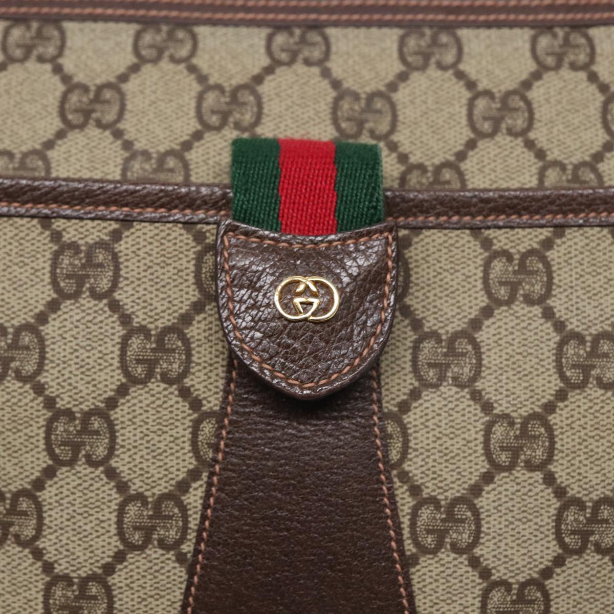 GUCCI GG Canvas Web Sherry Line Shoulder Bag PVC Beige Green Red ep5156