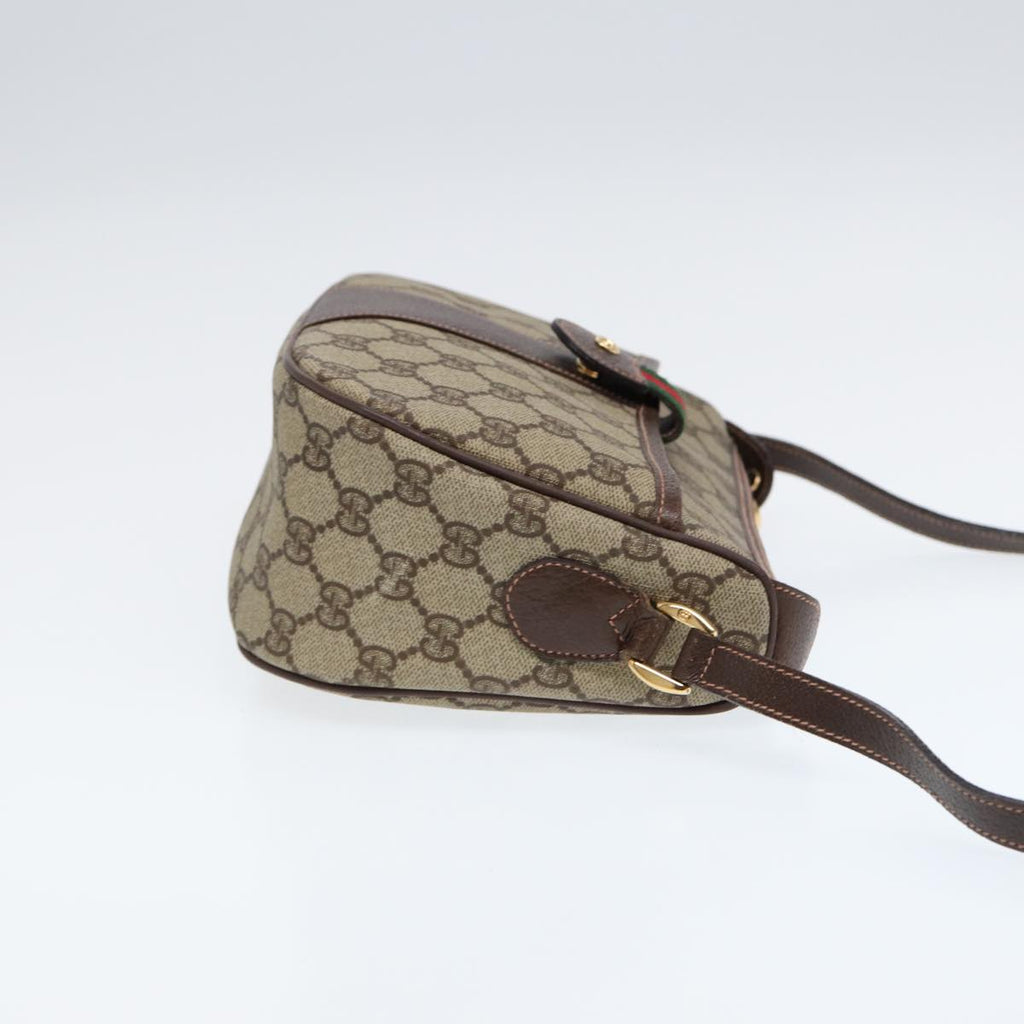 GUCCI GG Canvas Web Sherry Line Shoulder Bag PVC Beige Green Red ep5156