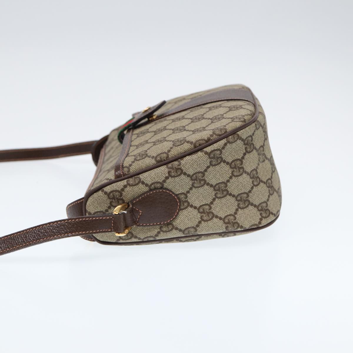 GUCCI GG Canvas Web Sherry Line Shoulder Bag PVC Beige Green Red ep5156