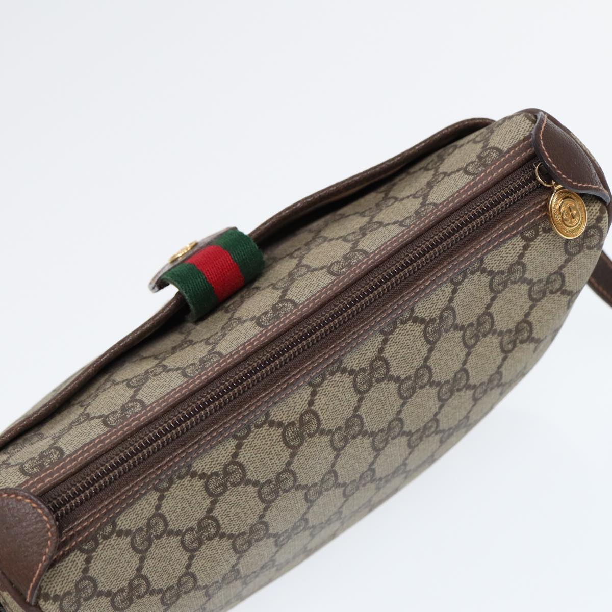 GUCCI GG Canvas Web Sherry Line Shoulder Bag PVC Beige Green Red ep5156