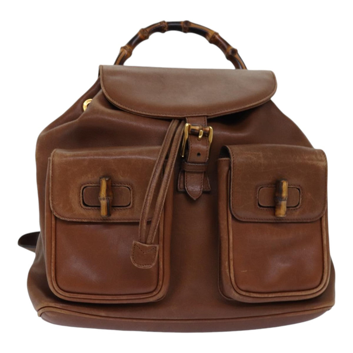 GUCCI Bamboo Backpack Leather Brown ep5157