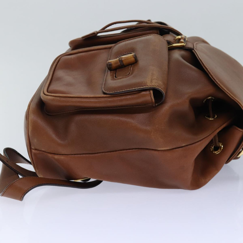 GUCCI Bamboo Backpack Leather Brown ep5157