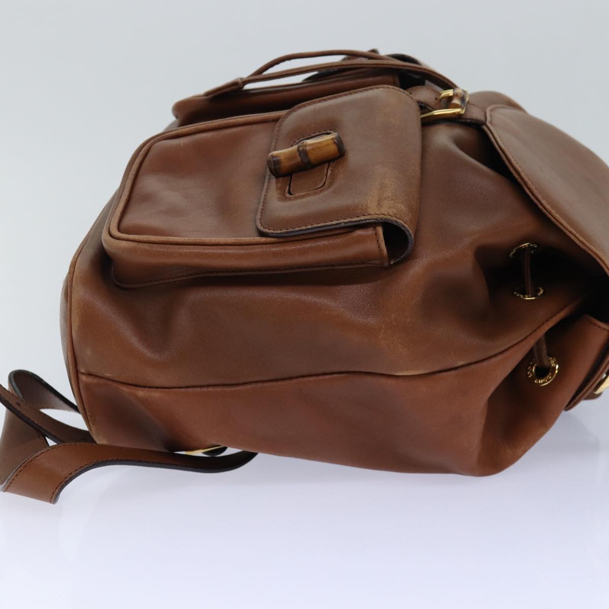 GUCCI Bamboo Backpack Leather Brown ep5157