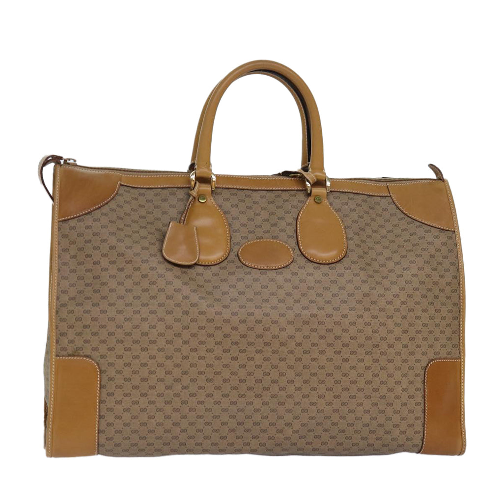 GUCCI Micro GG Canvas Boston Bag PVC Leather Beige ep5159