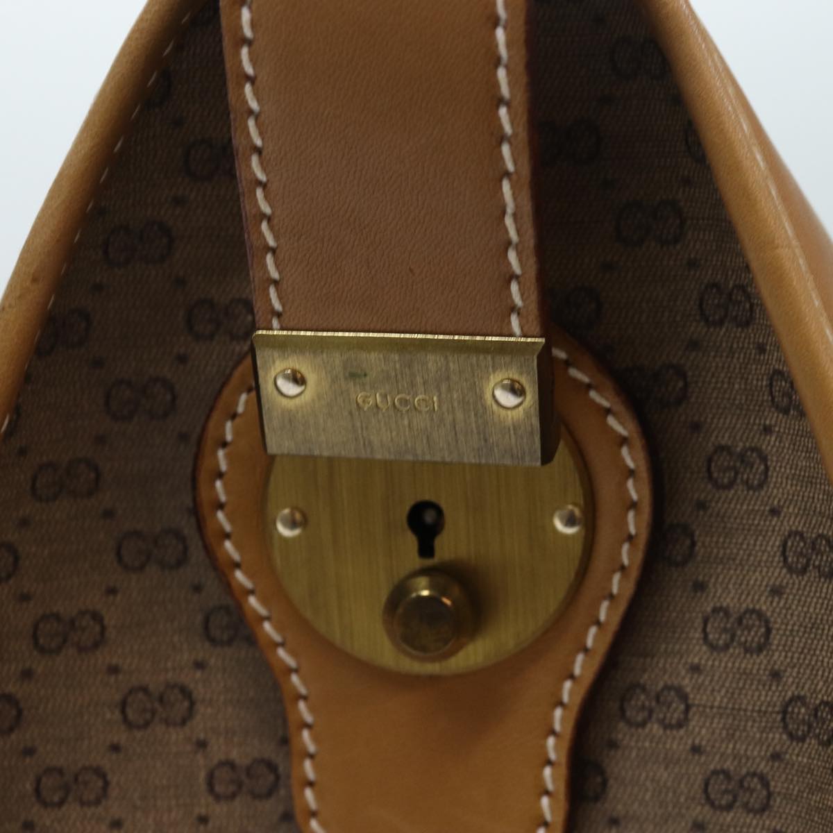 GUCCI Micro GG Canvas Boston Bag PVC Leather Beige ep5159