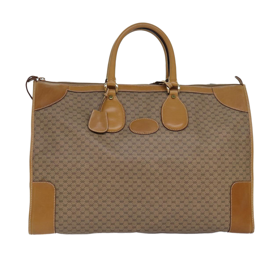 GUCCI Micro GG Canvas Boston Bag PVC Leather Beige ep5159