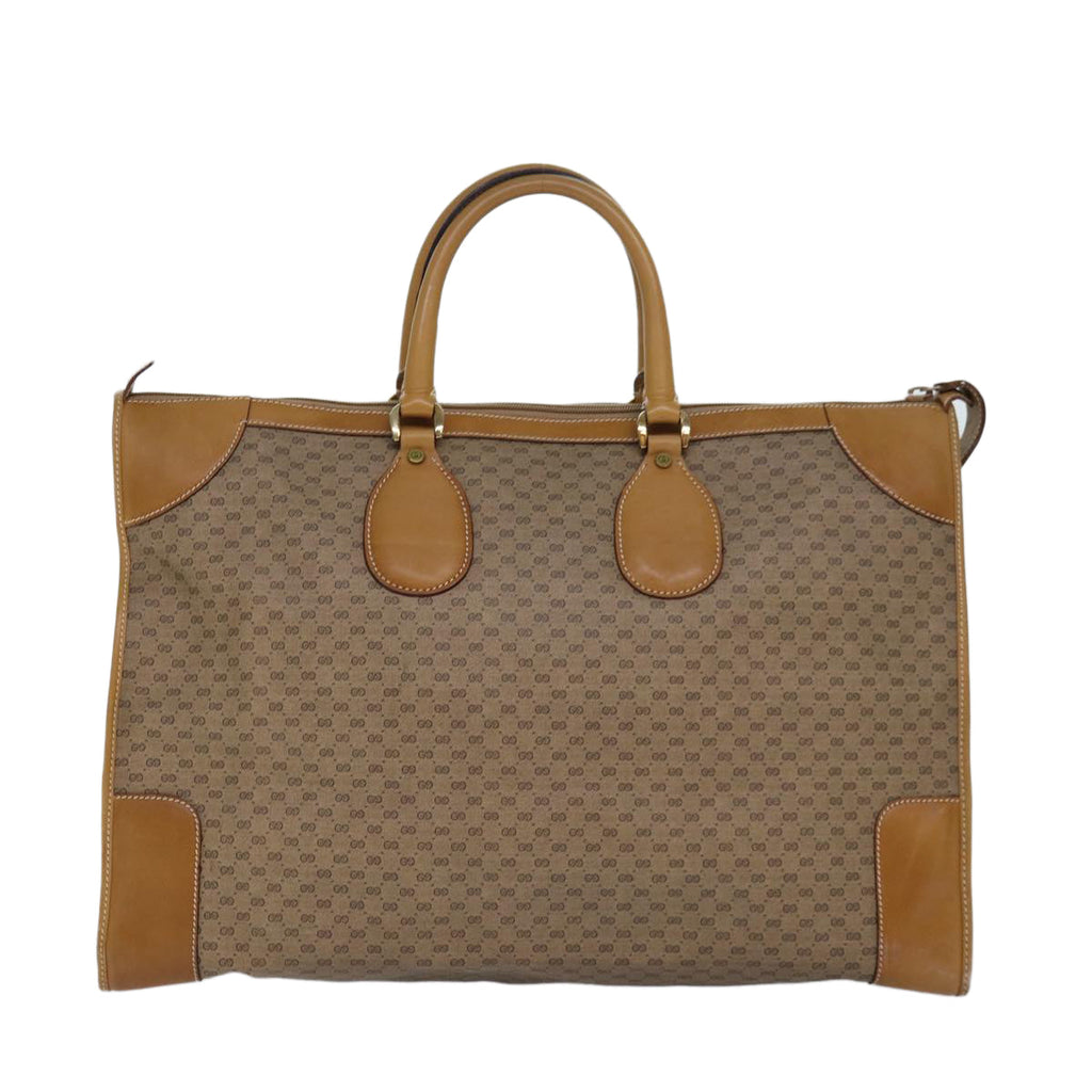 GUCCI Micro GG Canvas Boston Bag PVC Leather Beige ep5159