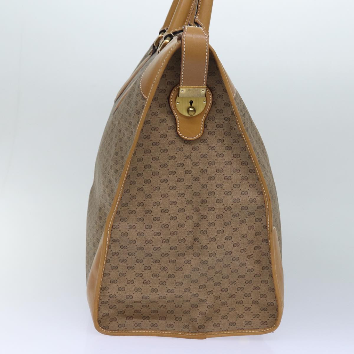 GUCCI Micro GG Canvas Boston Bag PVC Leather Beige ep5159