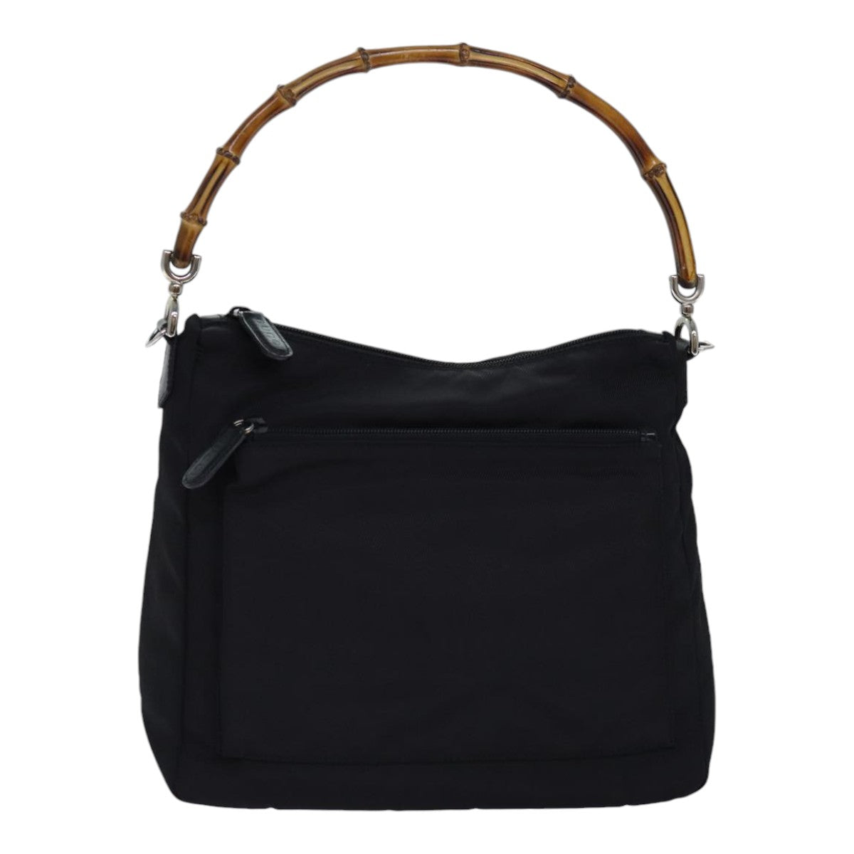 GUCCI Bamboo Hand Bag Nylon Black Silver 000 2404 0509 ep5162
