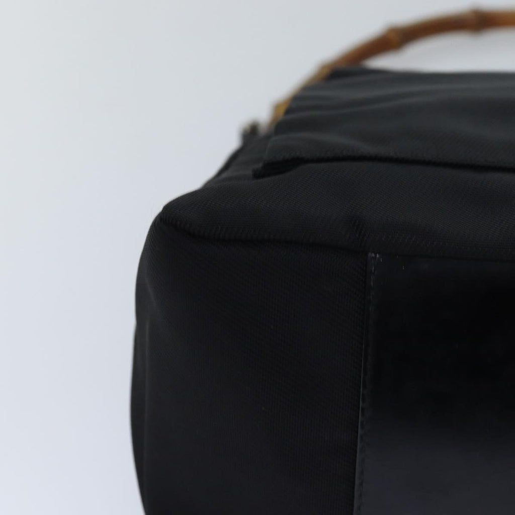 GUCCI Bamboo Hand Bag Nylon Black Silver 000 2404 0509 ep5162