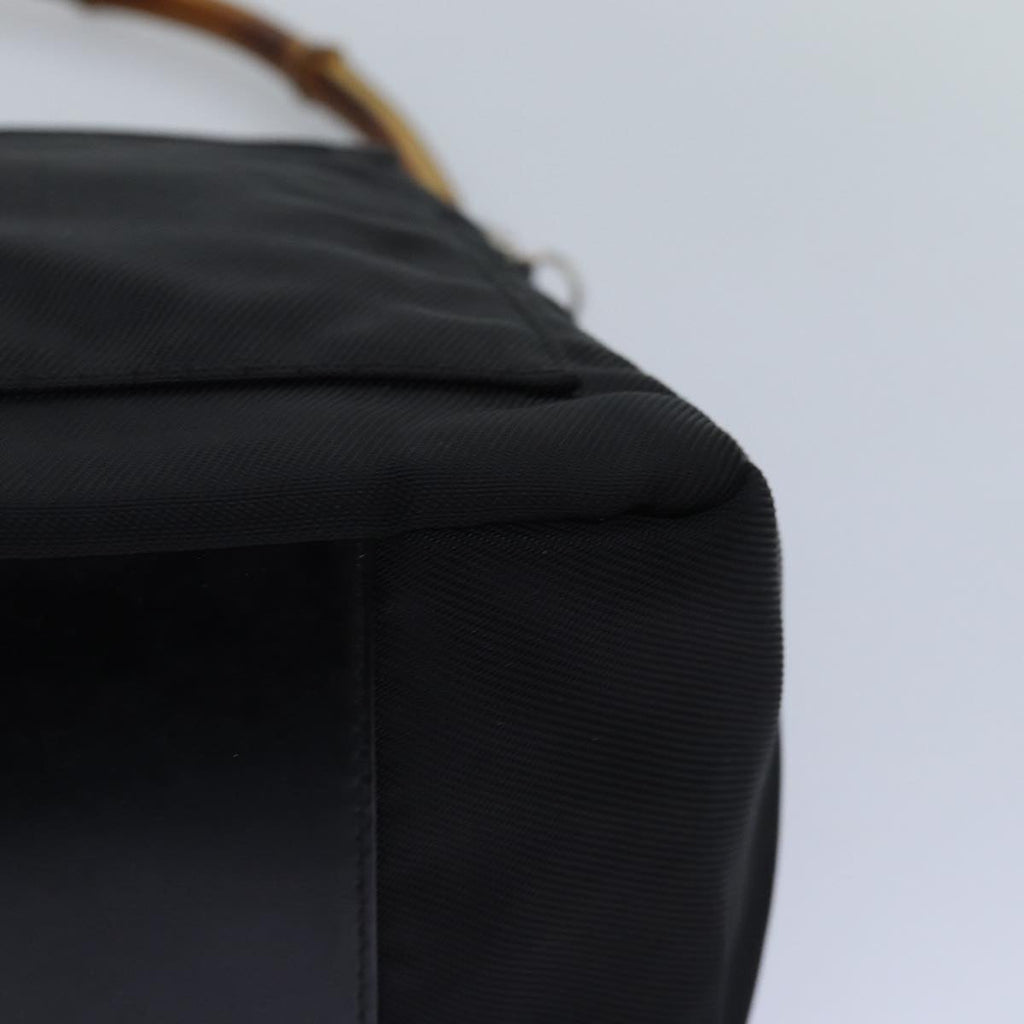 GUCCI Bamboo Hand Bag Nylon Black Silver 000 2404 0509 ep5162