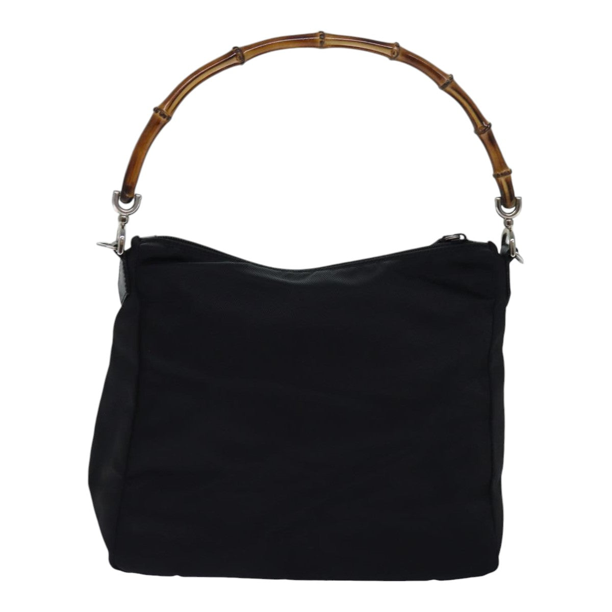 GUCCI Bamboo Hand Bag Nylon Black Silver 000 2404 0509 ep5162
