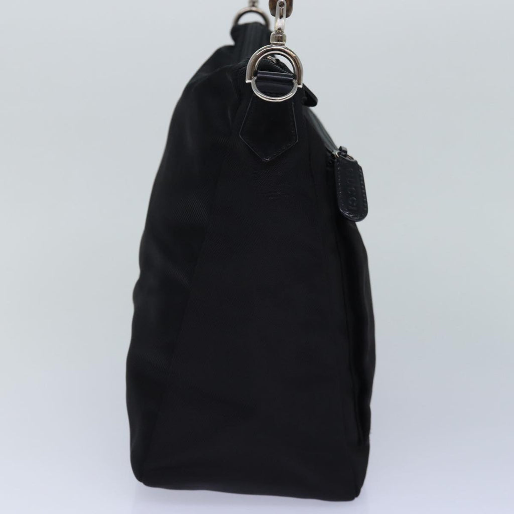 GUCCI Bamboo Hand Bag Nylon Black Silver 000 2404 0509 ep5162