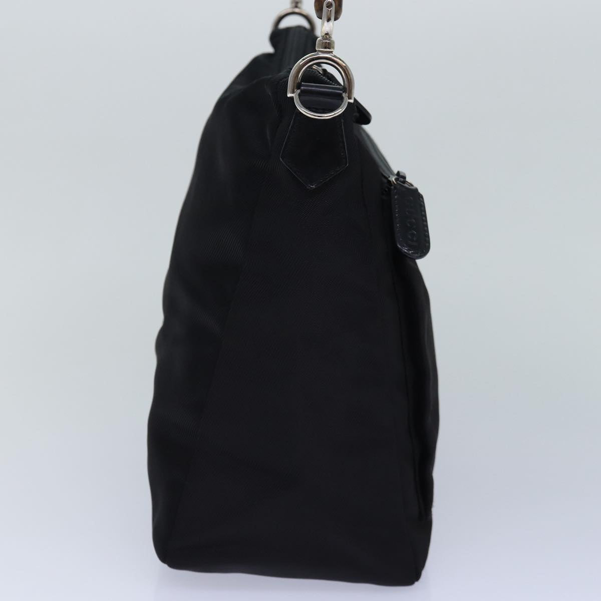 GUCCI Bamboo Hand Bag Nylon Black Silver 000 2404 0509 ep5162
