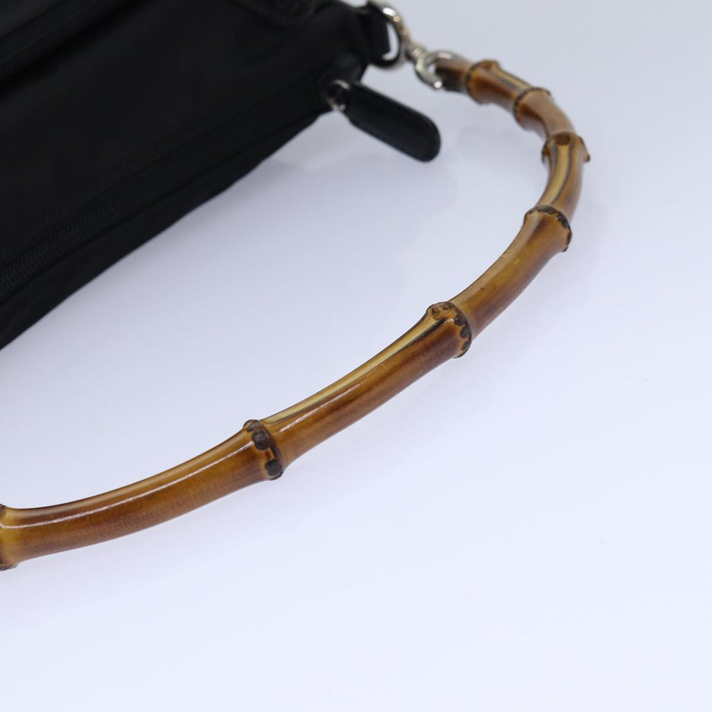 GUCCI Bamboo Hand Bag Nylon Black Silver 000 2404 0509 ep5162