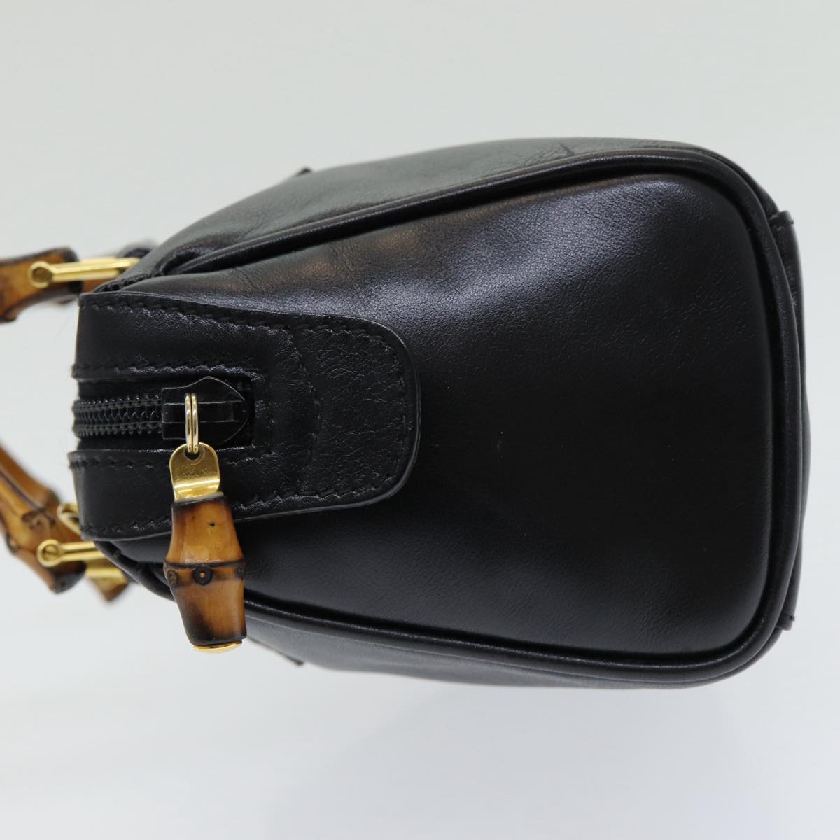 GUCCI Bamboo Hand Bag Leather 2way Black ep5183