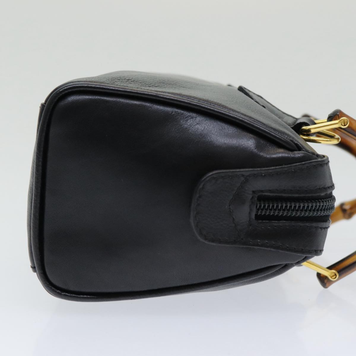 GUCCI Bamboo Hand Bag Leather 2way Black ep5183