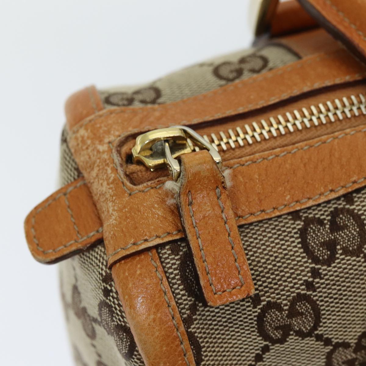 GUCCI GG Canvas Hand Bag Beige Orange ep5192