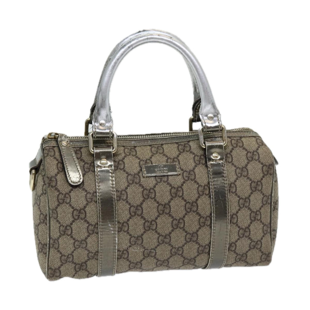 GUCCI GG Canvas Hand Bag Coated Canvas Beige Silver ep5193