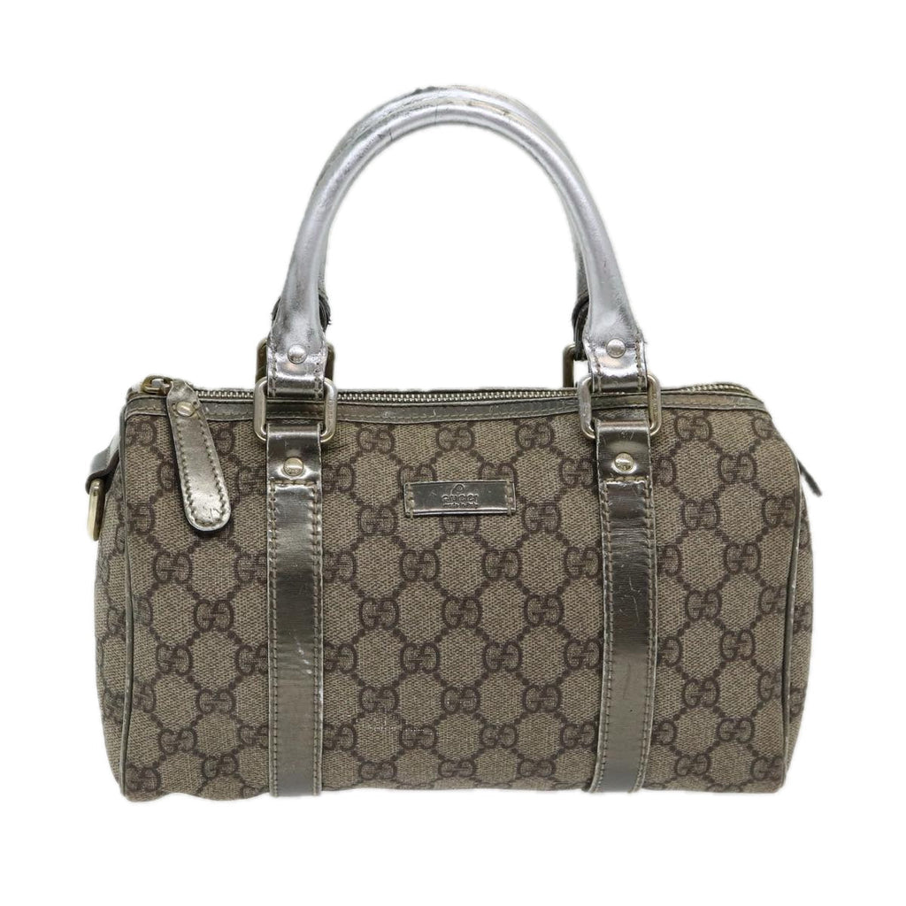 GUCCI GG Canvas Hand Bag Coated Canvas Beige Silver ep5193