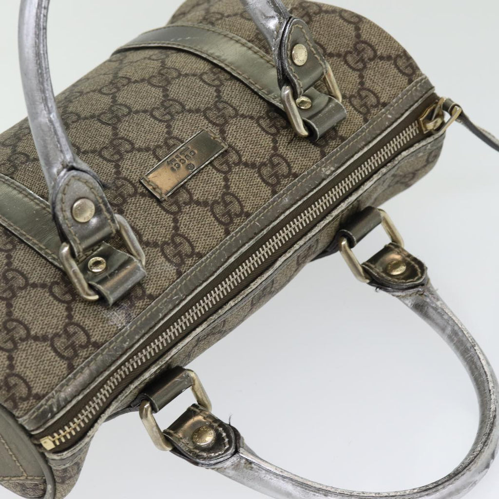 GUCCI GG Canvas Hand Bag Coated Canvas Beige Silver ep5193