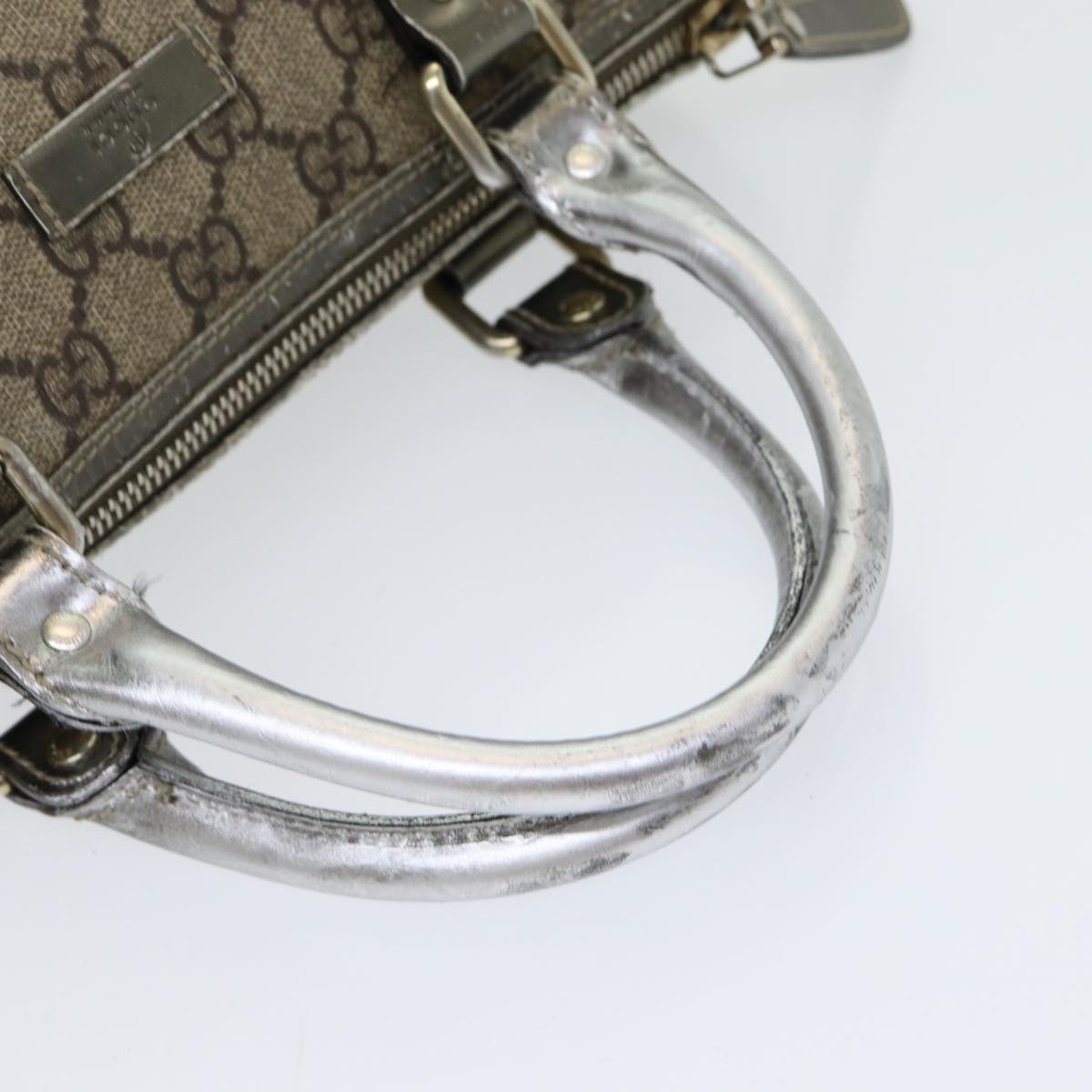GUCCI GG Canvas Hand Bag Coated Canvas Beige Silver ep5193