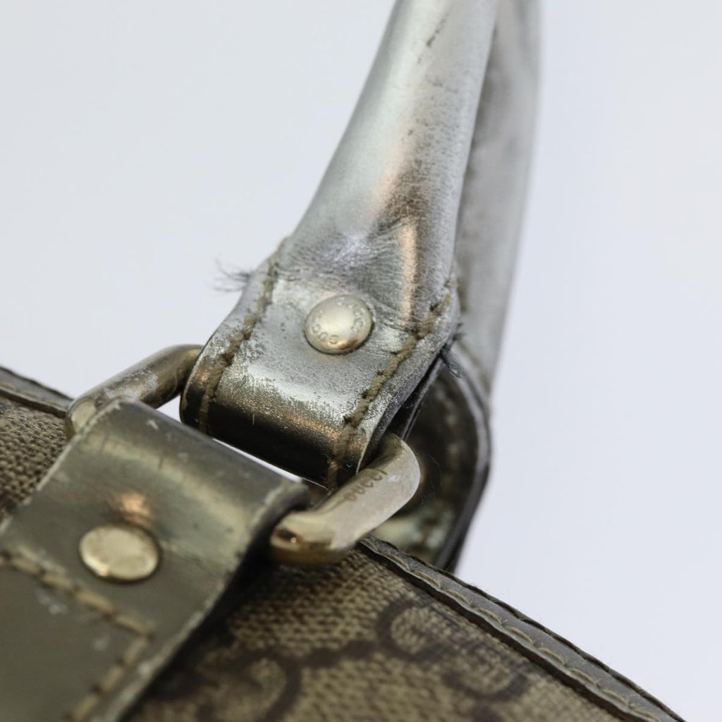 GUCCI GG Canvas Hand Bag Coated Canvas Beige Silver ep5193
