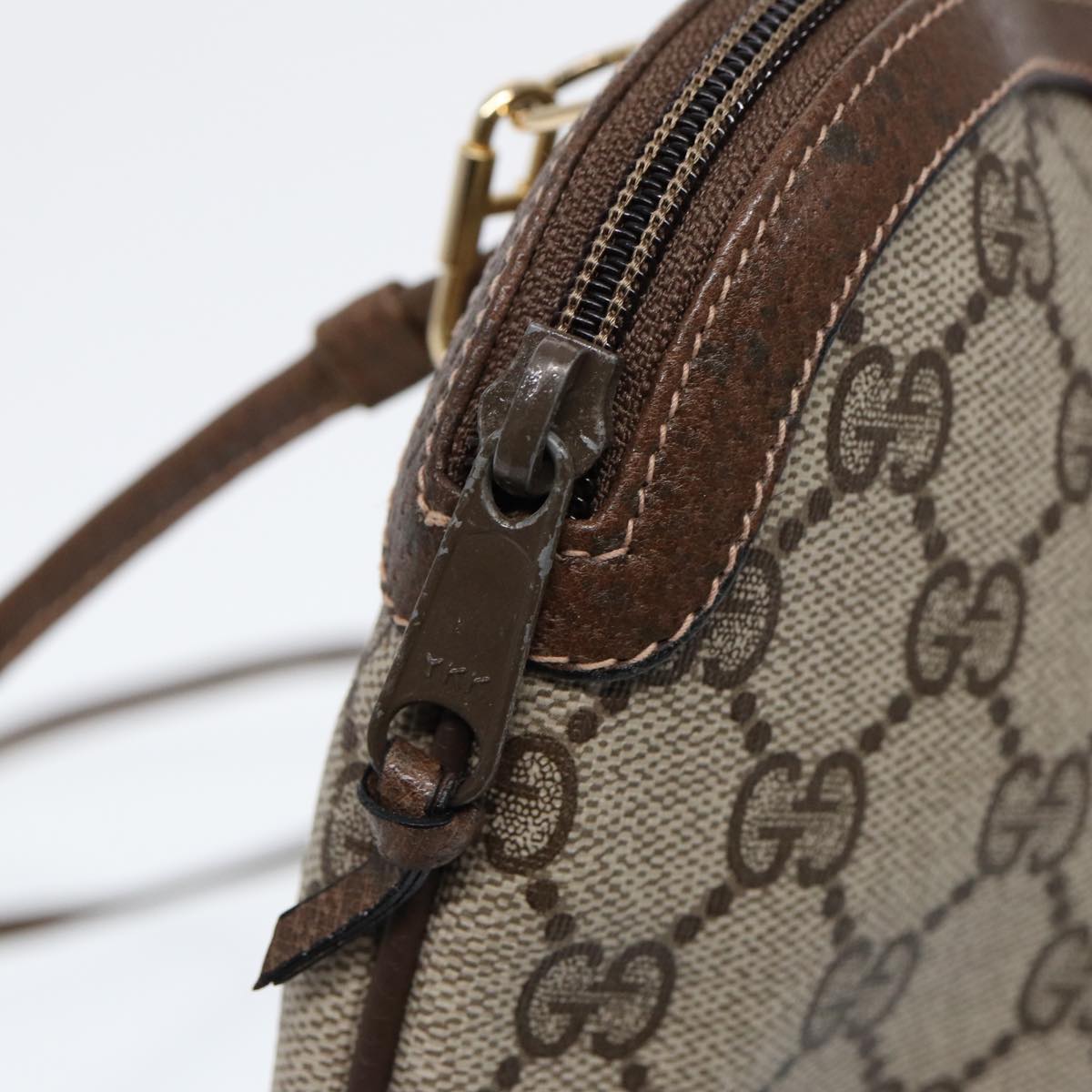 GUCCI GG Canvas Web Sherry Line Shoulder Bag PVC Beige Green Red ep5197
