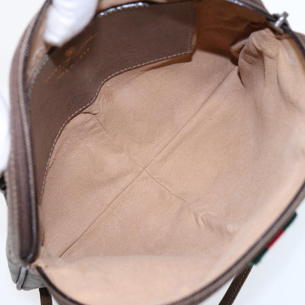 GUCCI GG Canvas Web Sherry Line Shoulder Bag PVC Beige Green Red ep5197